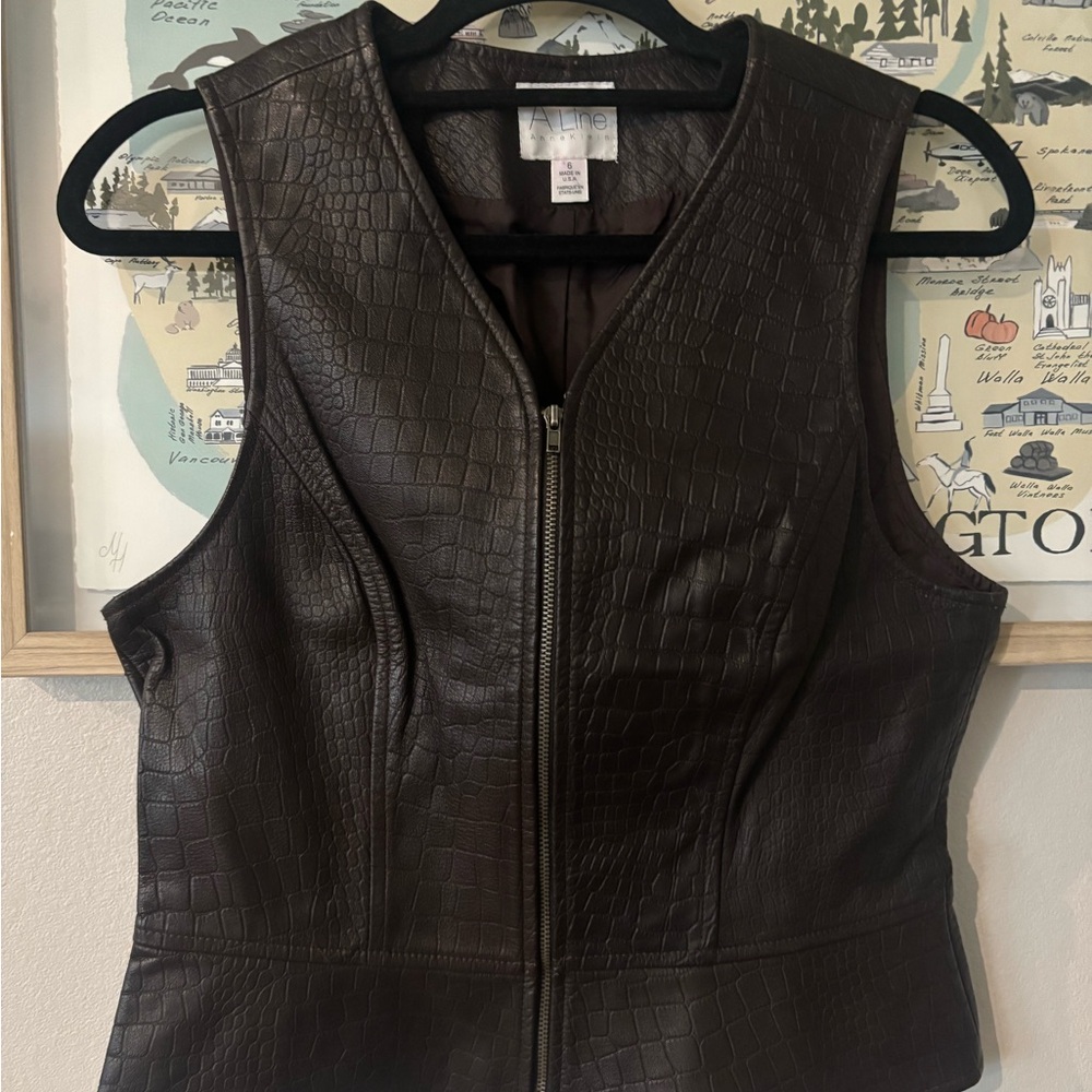 A Line Anne Klein Brown Leather Vest for Women